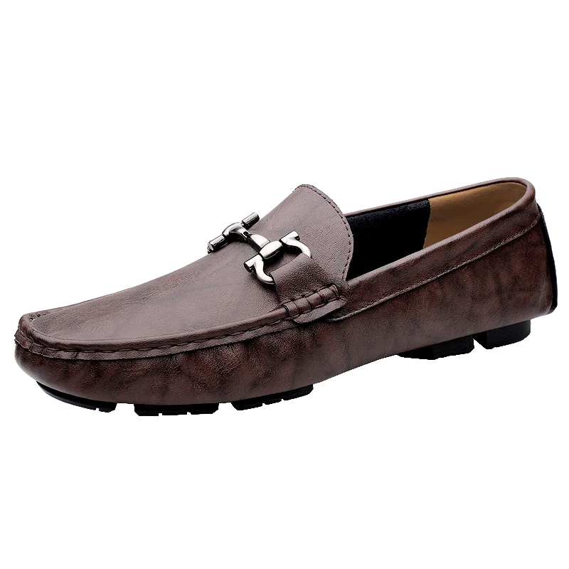British Style Men's Genuine Leather Shoes Soft Soles Comfortable Walking Shoes High-quality Brown Men's Business Casual Shoes