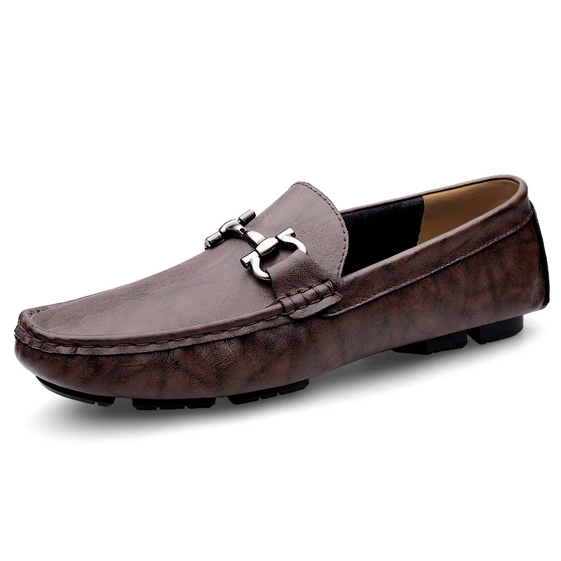 British Style Men's Genuine Leather Shoes Soft Soles Comfortable Walking Shoes High-quality Brown Men's Business Casual Shoes