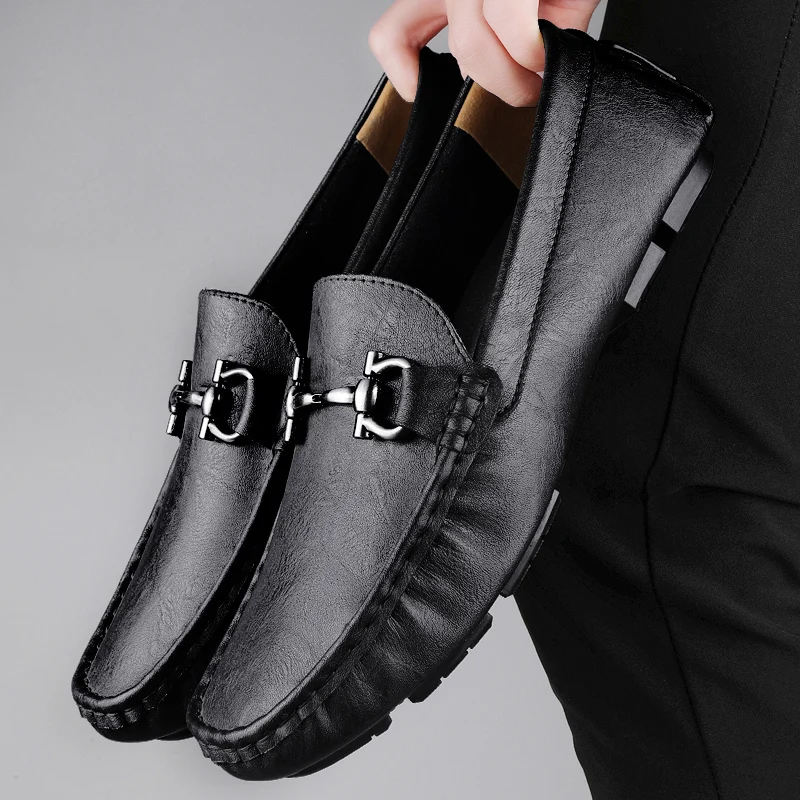 British Style Men's Genuine Leather Shoes Soft Soles Comfortable Walking Shoes High-quality Brown Men's Business Casual Shoes