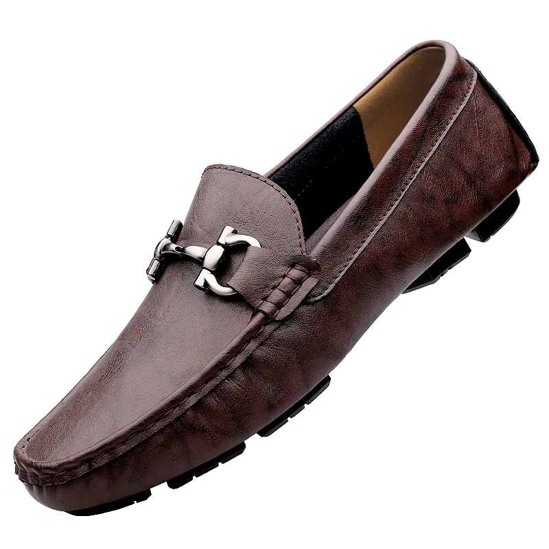 British Style Men's Genuine Leather Shoes Soft Soles Comfortable Walking Shoes High-quality Brown Men's Business Casual Shoes