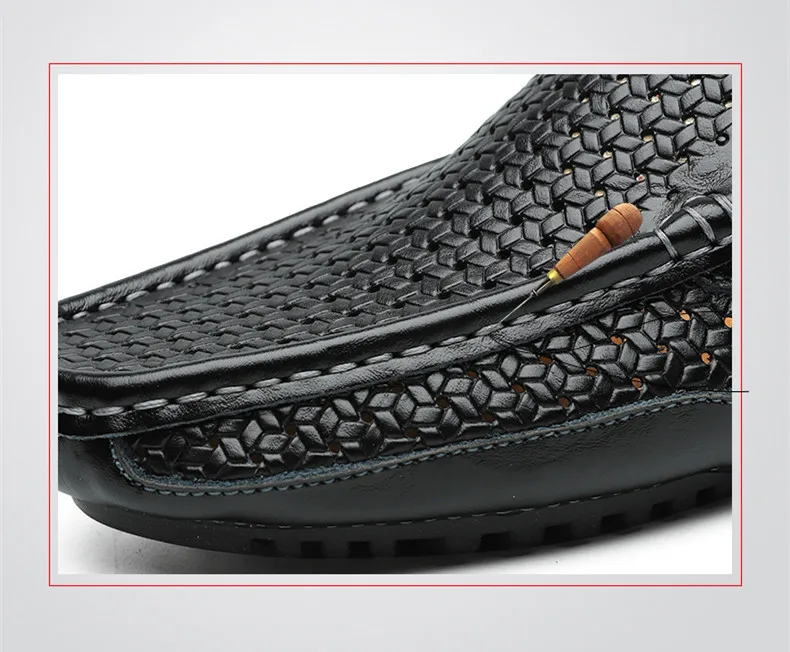 2026 Summer Men Casual Shoes Luxury Brand Genuine Leather Mens Loafers Moccasins Hollow Out Breathable Slip on Driving Shoes