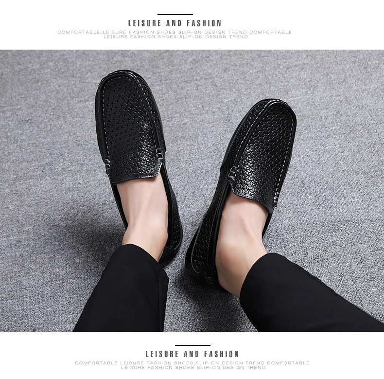 2026 Summer Men Casual Shoes Luxury Brand Genuine Leather Mens Loafers Moccasins Hollow Out Breathable Slip on Driving Shoes