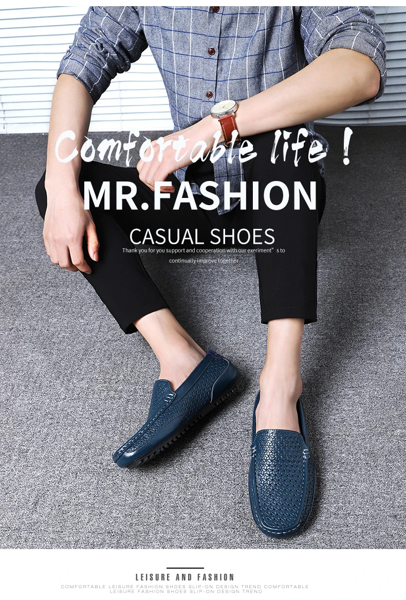 2026 Summer Men Casual Shoes Luxury Brand Genuine Leather Mens Loafers Moccasins Hollow Out Breathable Slip on Driving Shoes