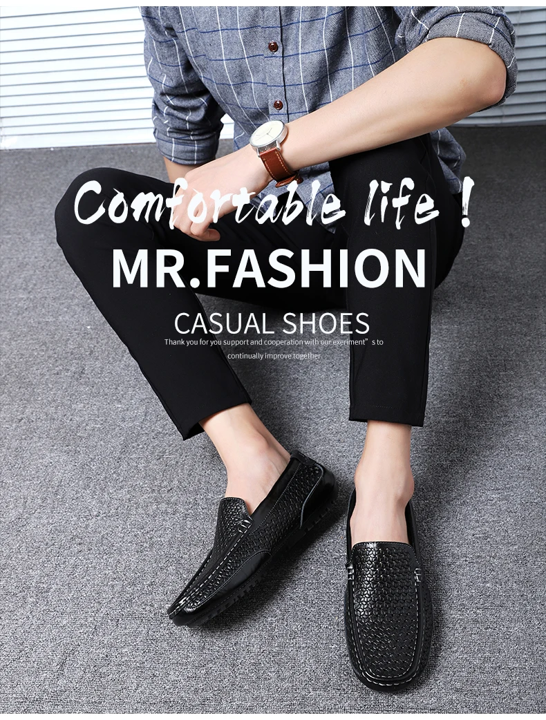 2026 Summer Men Casual Shoes Luxury Brand Genuine Leather Mens Loafers Moccasins Hollow Out Breathable Slip on Driving Shoes