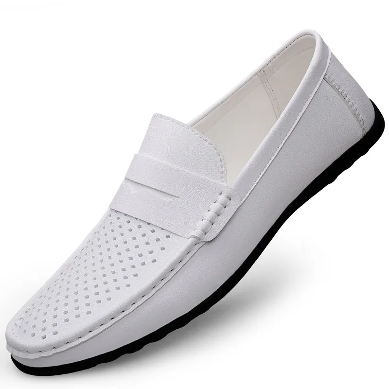 Men's Shoes Hollow Mens Casual Shoes Lightweight Breathable Driving Shoes Soft Sole Shallow Men Flats Plus Size Tenis Masculino
