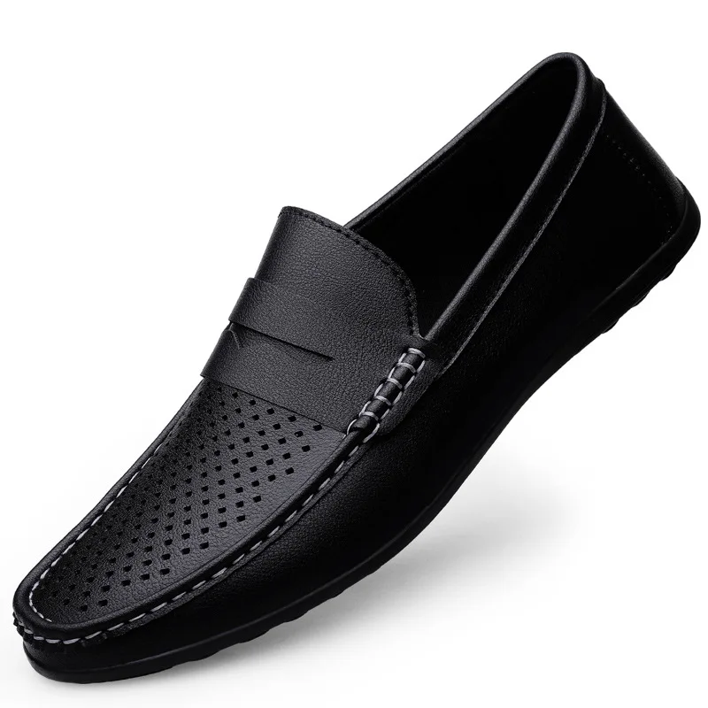Men's Shoes Hollow Mens Casual Shoes Lightweight Breathable Driving Shoes Soft Sole Shallow Men Flats Plus Size Tenis Masculino