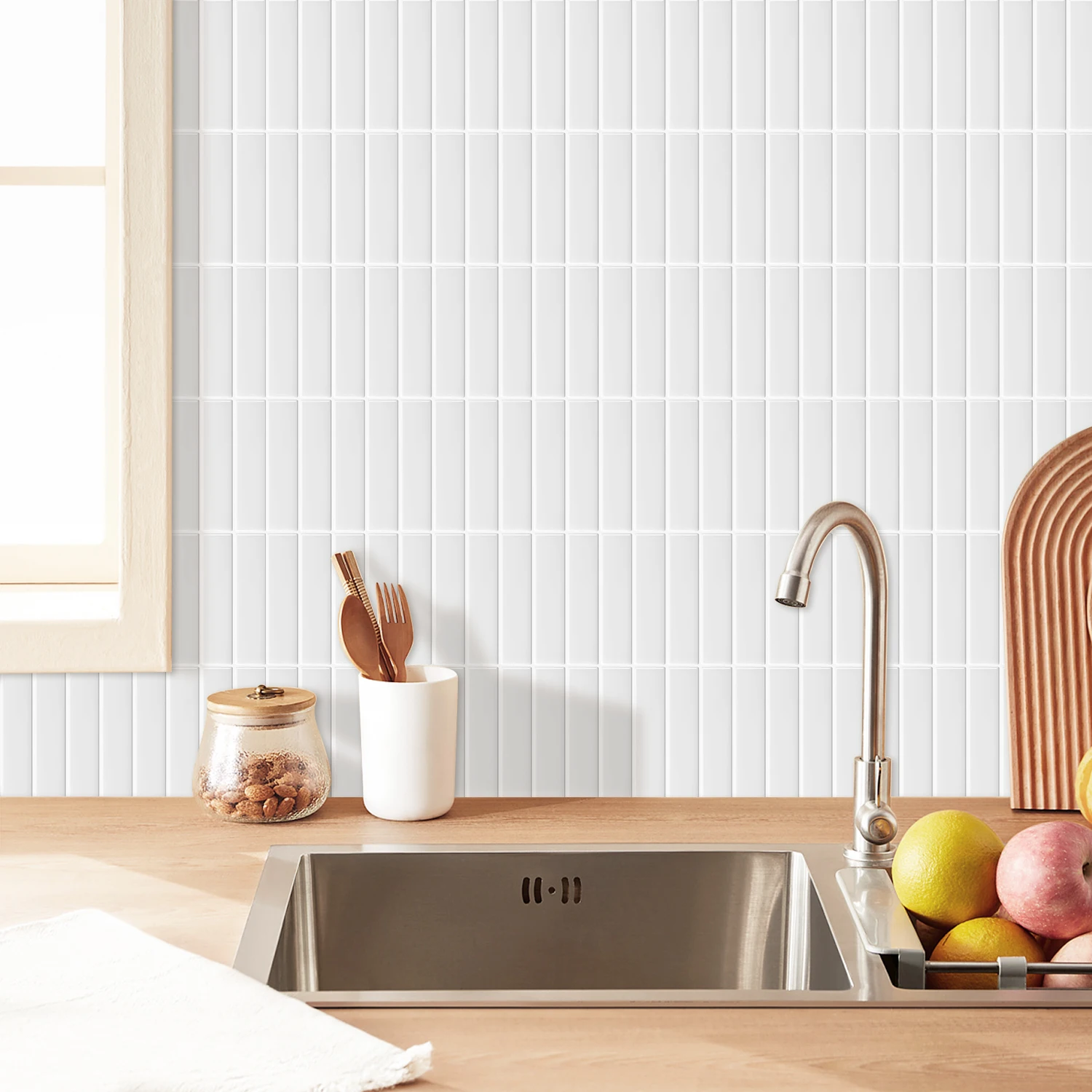 10 Pcs Waterproof and Anti-oil Stick-On Tiles,Trendy Peel-and-Stick Wall Tiles for kitchen backsplash/children's room/home decor