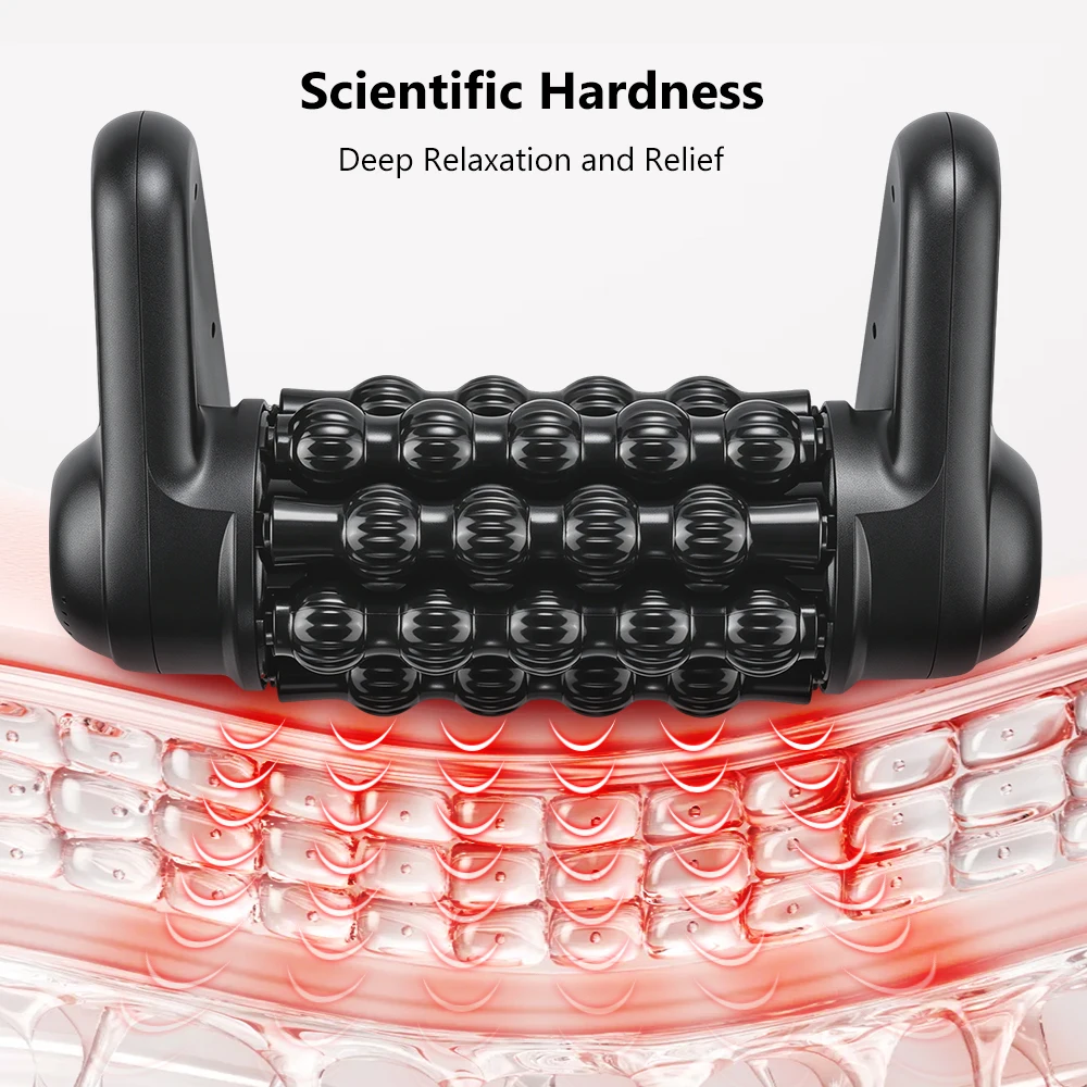 Electric Fascia Roller Muscle Massager, 5-Speed Rotating Deep Tissue Body Roller for Back Legs Calves, Cordless Rechargeable Gym