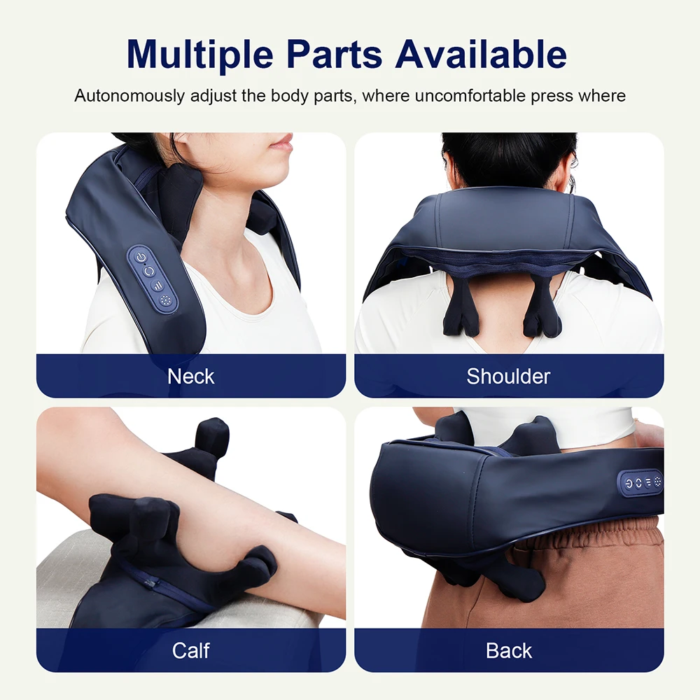 Strong 10-Heads Hand Pinching Neck And Shoulder Massager Wireless Trapezius Back Waist Neck Cervical Kneading Massage Shawl
