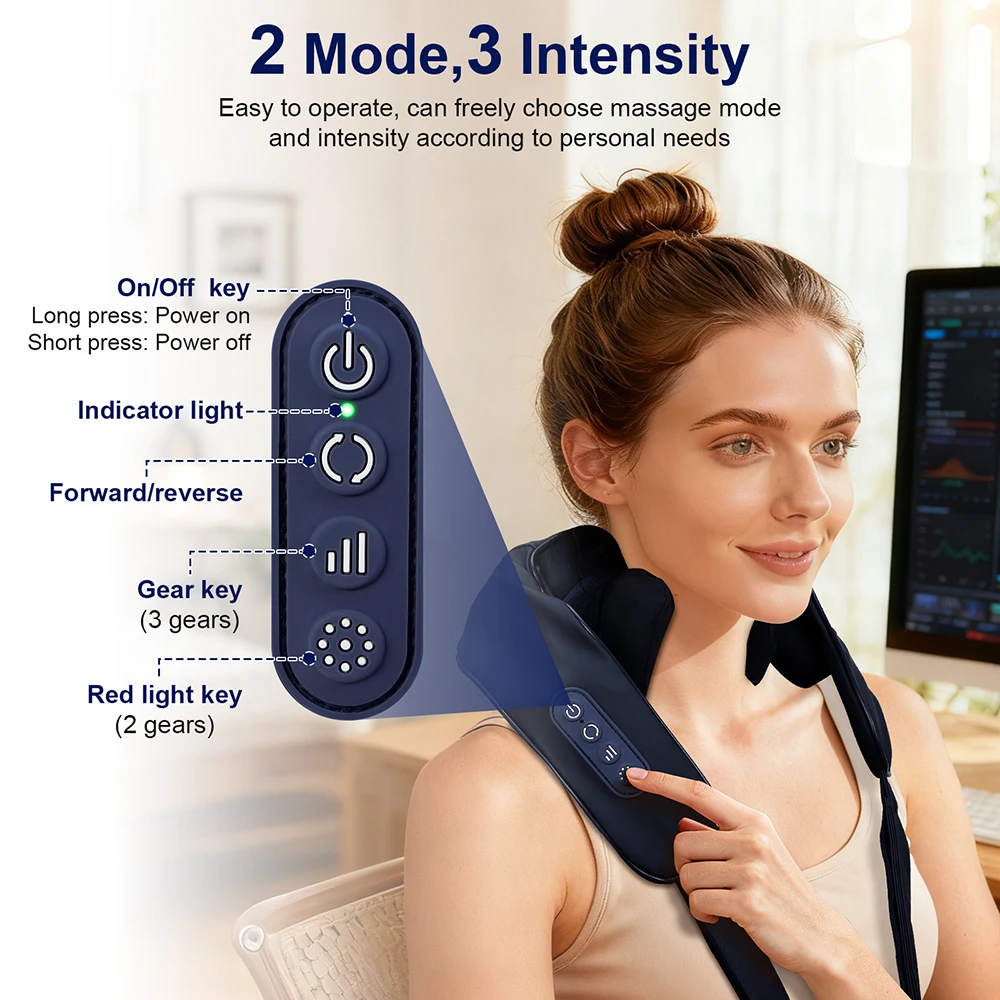 Strong 10-Heads Hand Pinching Neck And Shoulder Massager Wireless Trapezius Back Waist Neck Cervical Kneading Massage Shawl