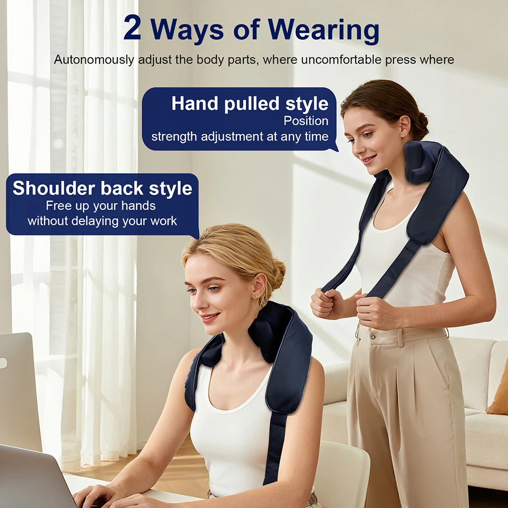 Strong 10-Heads Hand Pinching Neck And Shoulder Massager Wireless Trapezius Back Waist Neck Cervical Kneading Massage Shawl