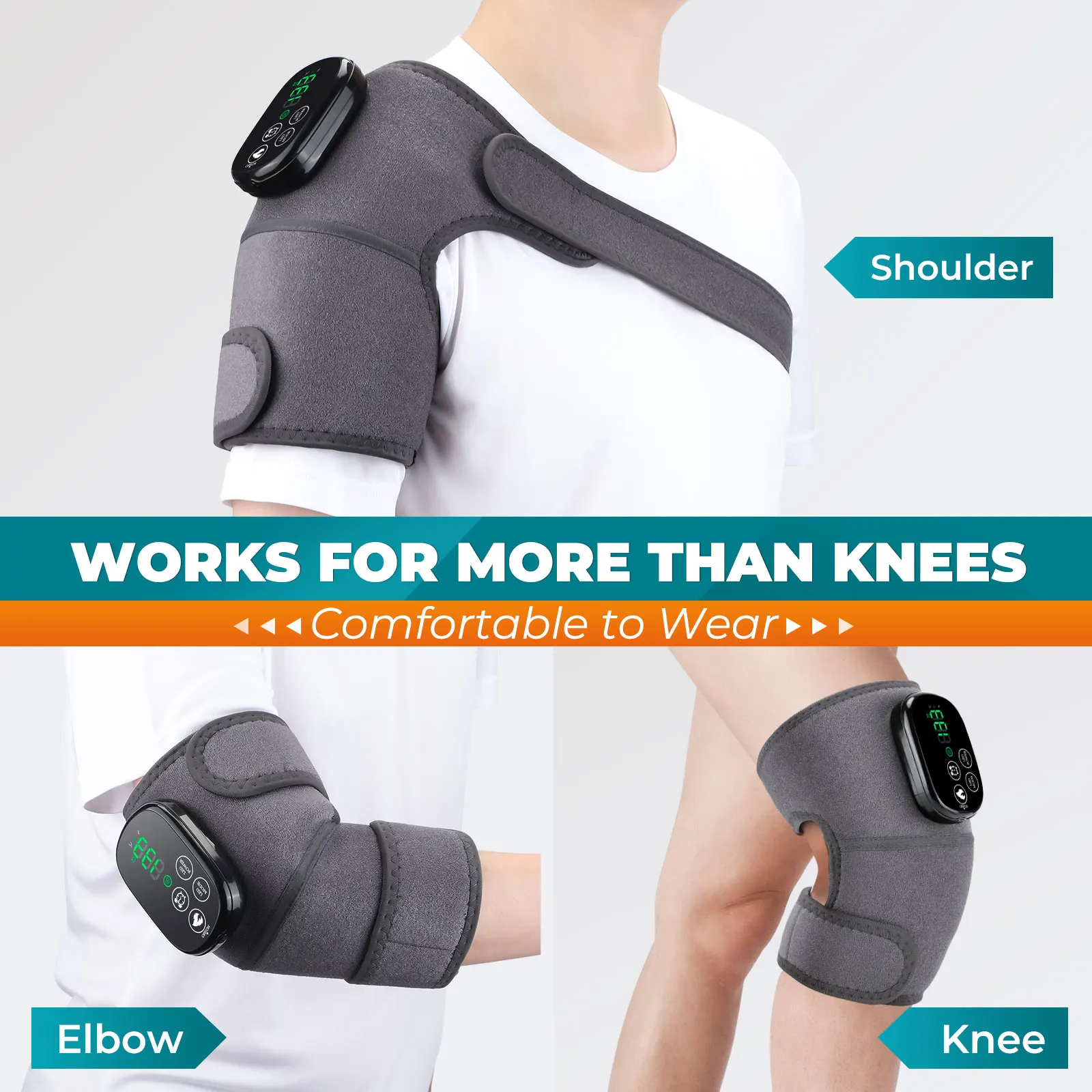 660 and 850nm Near Infrared Light Devices Knee Pad Brace 3 In 1 Heating Shoulder Elbow Joint Massager Thermal Massage Belts Pads