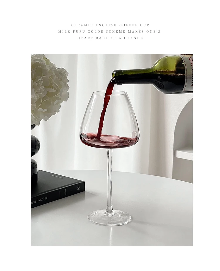 European-style Large-Bellied Burgundy Red Wine Glass Luxury And High-end Feel Home Crystal Glass Stemmed Wine Glass