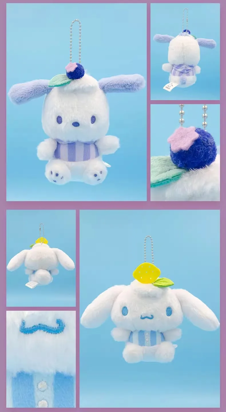 Sanrio Hangyodon Kuromi Melody Pachacoo Cinnamoroll Stuffed Plush Toys Pendant Cute KT Keyring Anime Keychain Christmas Gift