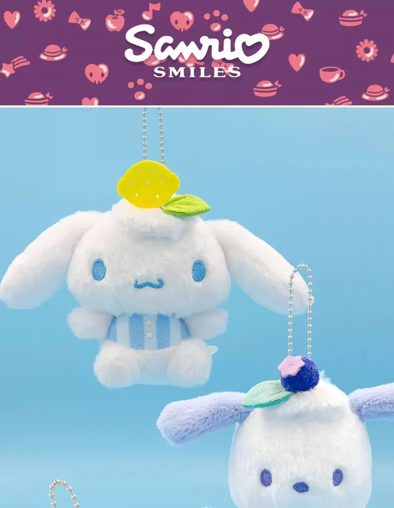 Sanrio Hangyodon Kuromi Melody Pachacoo Cinnamoroll Stuffed Plush Toys Pendant Cute KT Keyring Anime Keychain Christmas Gift