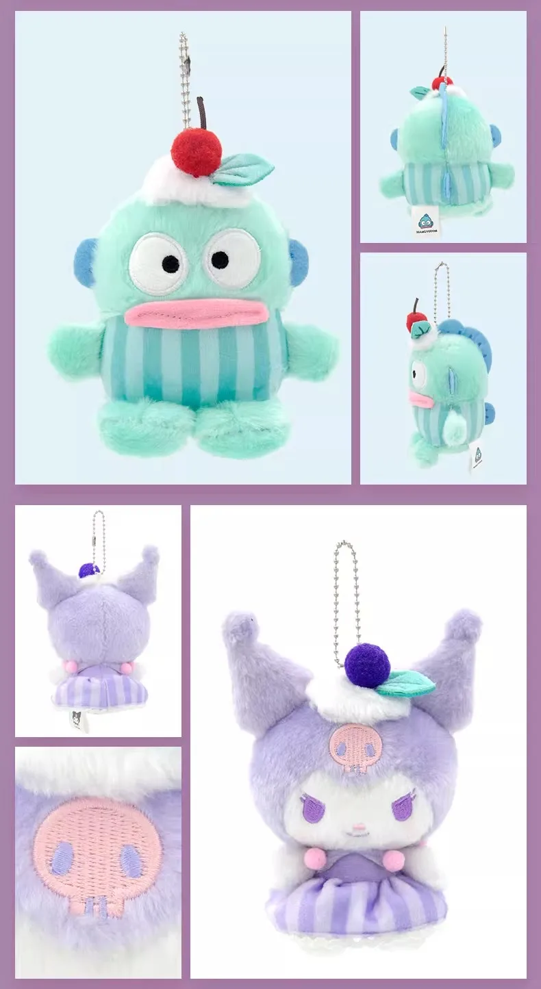 Sanrio Hangyodon Kuromi Melody Pachacoo Cinnamoroll Stuffed Plush Toys Pendant Cute KT Keyring Anime Keychain Christmas Gift