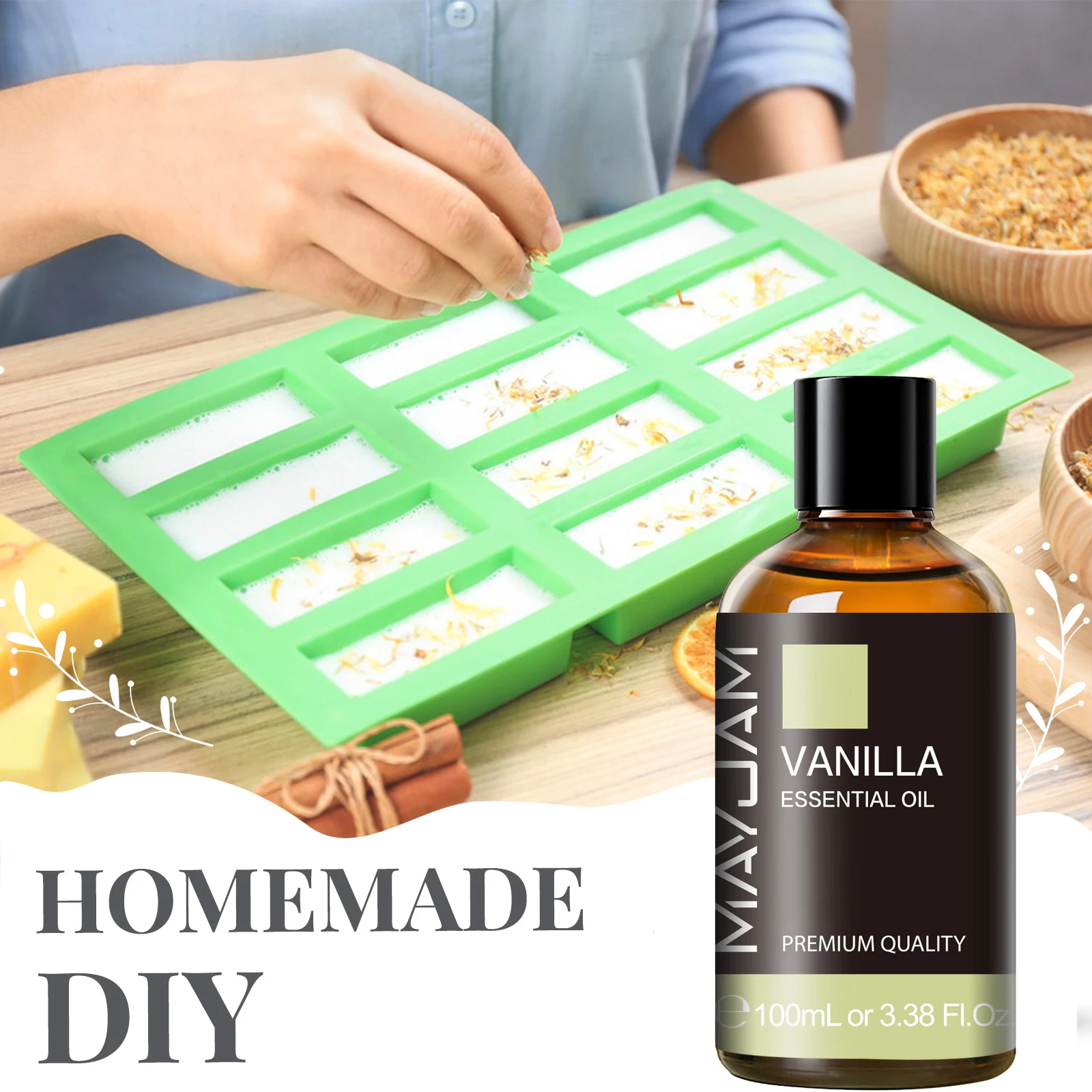MAYJAM 3.38fl.oz Essential Oil for Reed Diffusers Sweet Orange Lavender Jasmine Eucalyptus Vanilla Sandalwood Rose Fragrance Oil