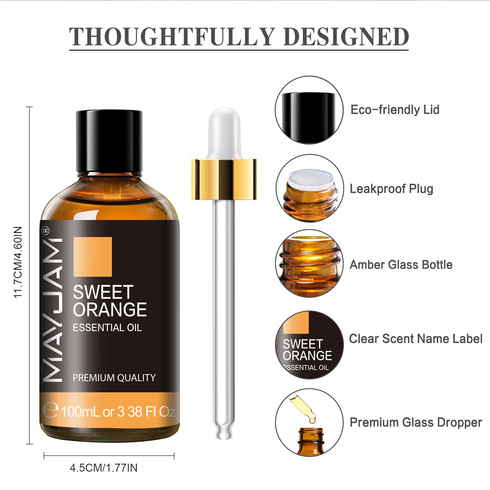 MAYJAM 3.38fl.oz Essential Oil for Reed Diffusers Sweet Orange Lavender Jasmine Eucalyptus Vanilla Sandalwood Rose Fragrance Oil