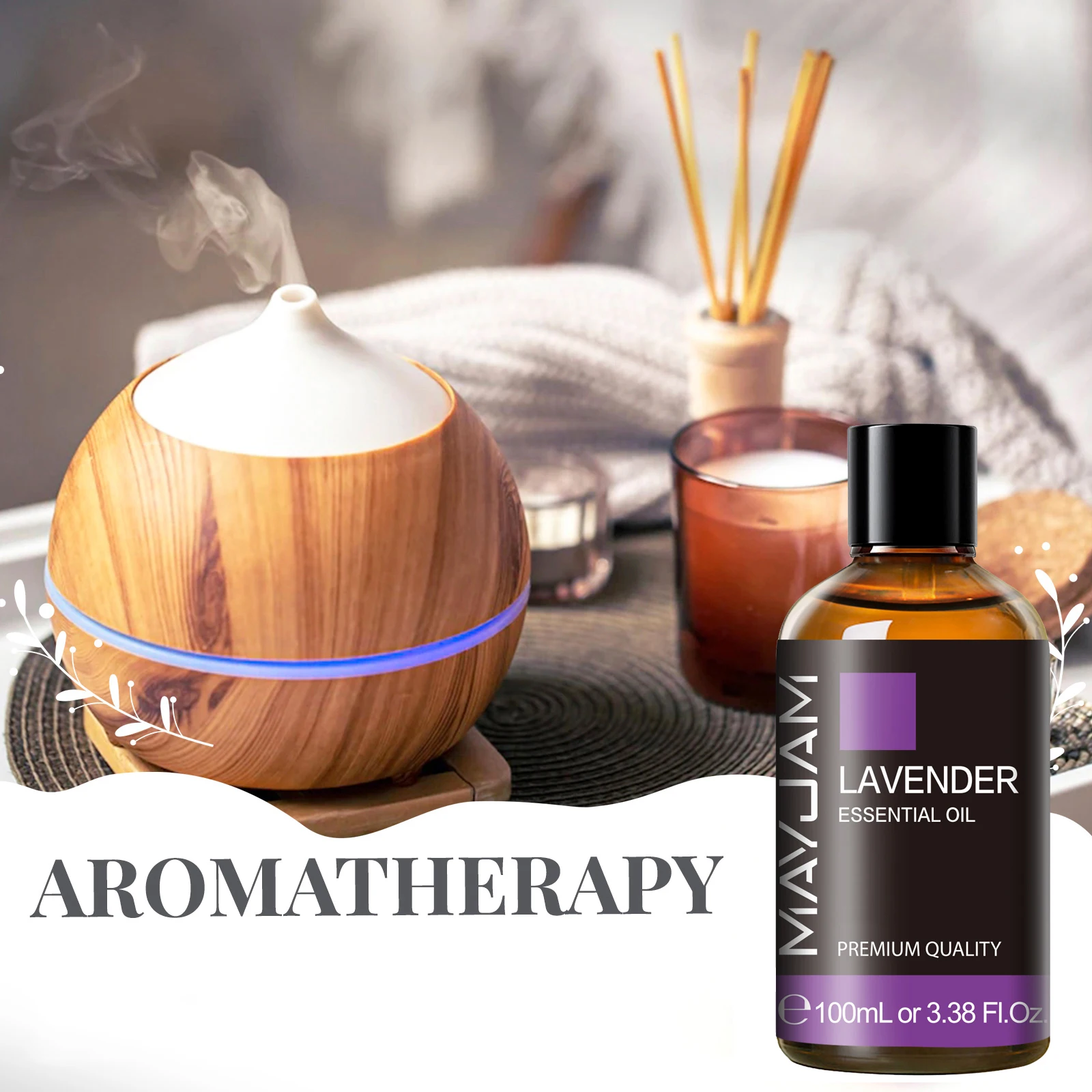 MAYJAM 3.38fl.oz Essential Oil for Reed Diffusers Sweet Orange Lavender Jasmine Eucalyptus Vanilla Sandalwood Rose Fragrance Oil