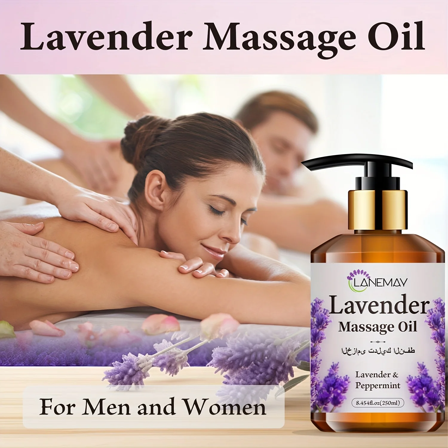 Lavender & Peppermint Massage Oil, Paraben-Free, Moisturizing & Softening Body Care for All Skin Types, Soothing Skin Tone