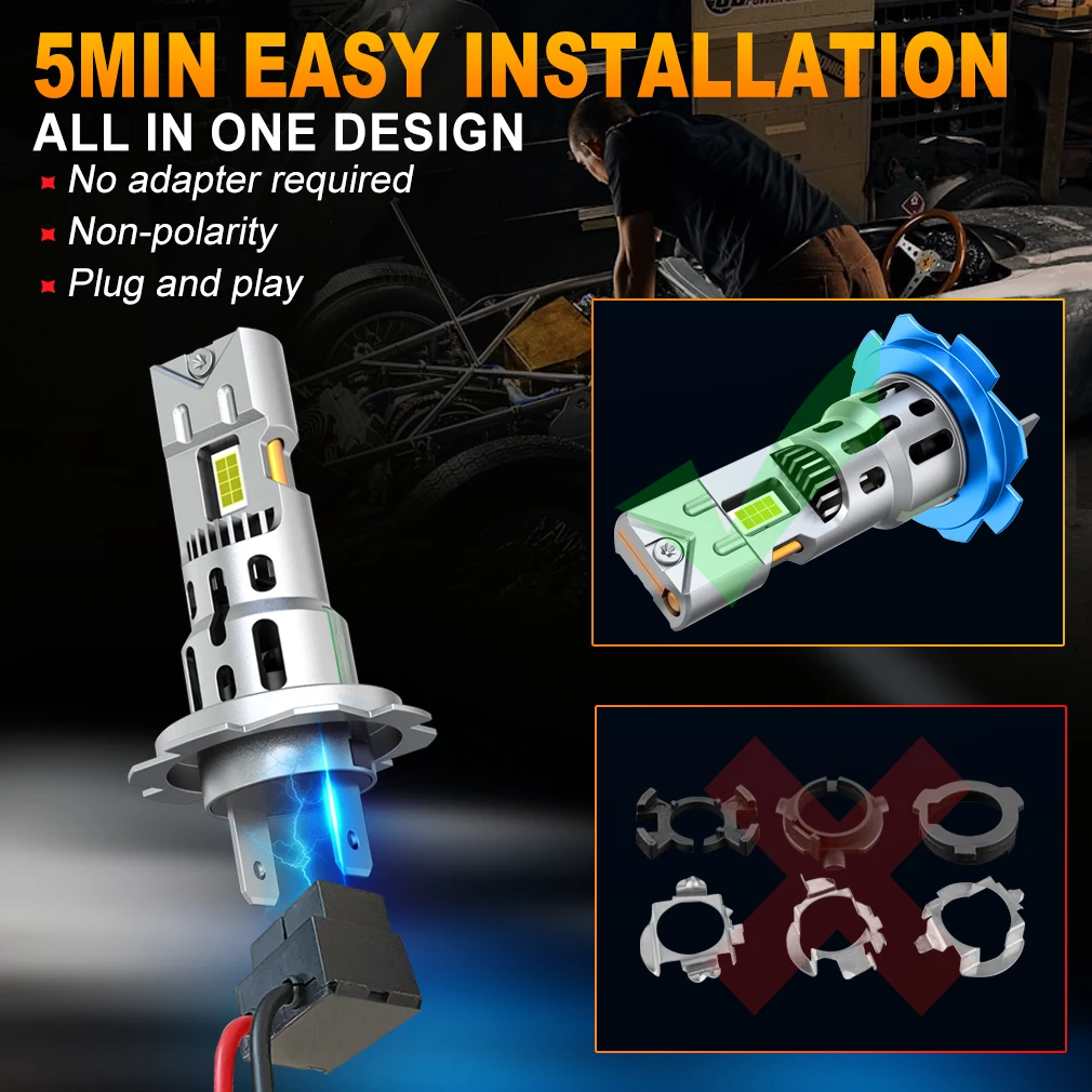 XSTORM H7 LED Headlight NO ERROR Canbus 120W 40000LM 6500K 12V LED H7 Light Bulbs With Fan Turbo Lamp Hi/Low Beam Apply Car