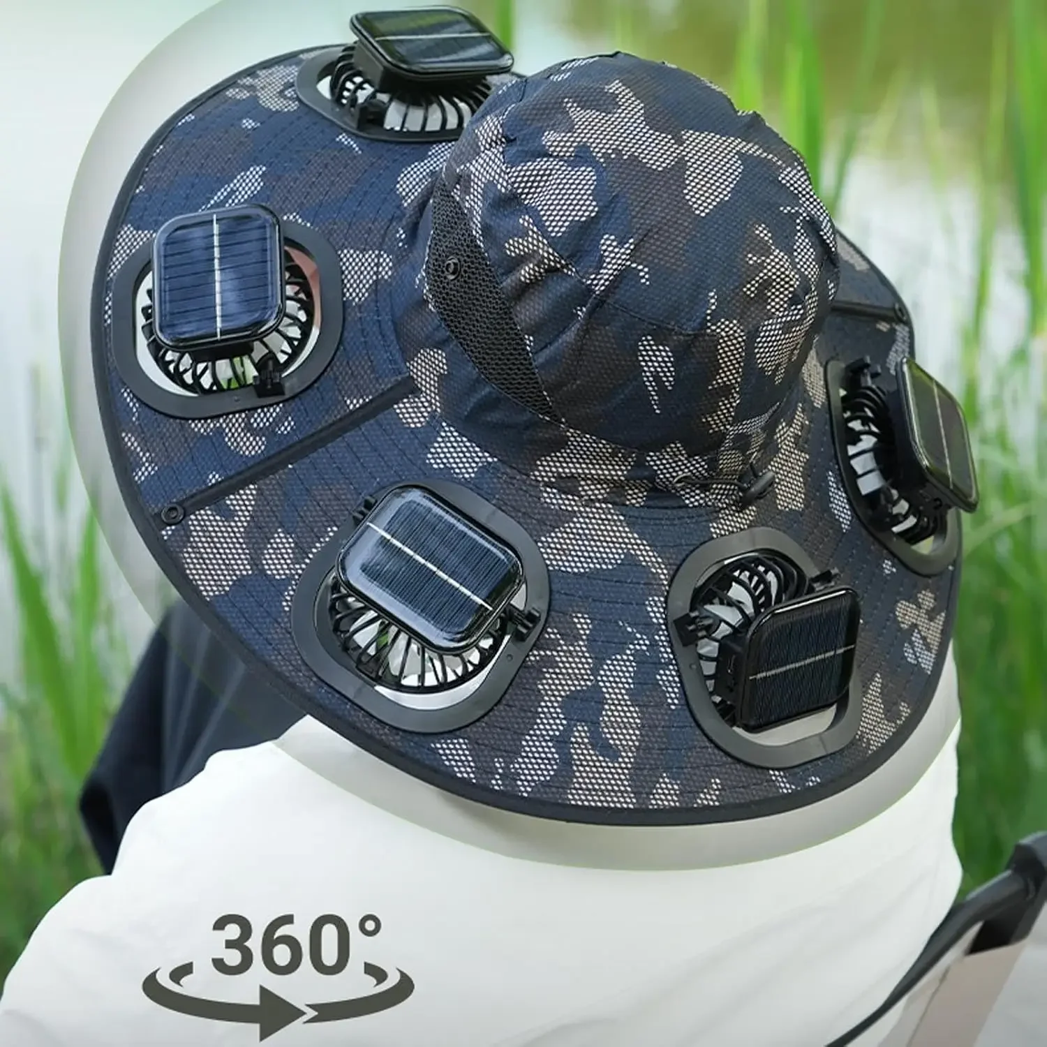 Hot 6 Fans Solar Fan Hat Breathable UV Protection Wide Brim Sun Cap Summer Fan Visor Cap For Men Outdoor Hiking Camping Fishing