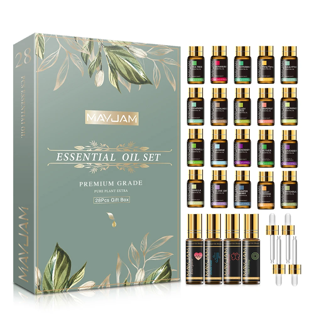 MAYJAM 20PCS 28PCS 35PCS Essential Oils Gift Set For Aromatherapy Diffuser Humidifier Candle Lavender Vanilla Lemon Bergamot Oil