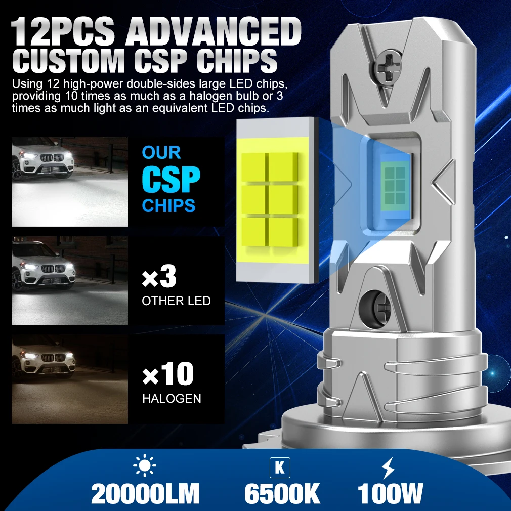 XSTORM H7 LED Headlight Bulb Canbus 100W 20000LM 6500K Headlamp for Car White 12V Auto Diode Lamp H7 LED Light Auto Head Lamp