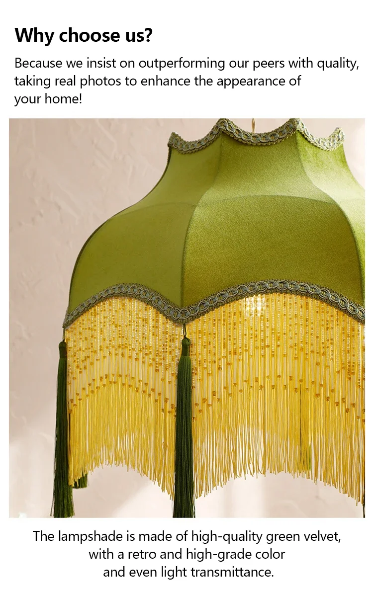 SANDYHA Retro Tassel Chandelier Fabric Art Led Lamps for Entrance Bedroom Living Dining Room Pendant Lights Suspension Luminaire