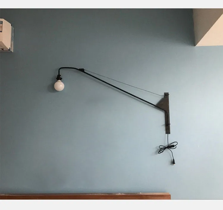 Loft Vintage American Country LED Wall Light Sconce Lamp Metal Bedside Long Arm Swing Lighting Fixtures E27 Living Room Corridor