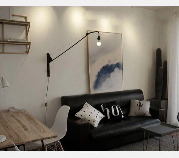 Loft Vintage American Country LED Wall Light Sconce Lamp Metal Bedside Long Arm Swing Lighting Fixtures E27 Living Room Corridor