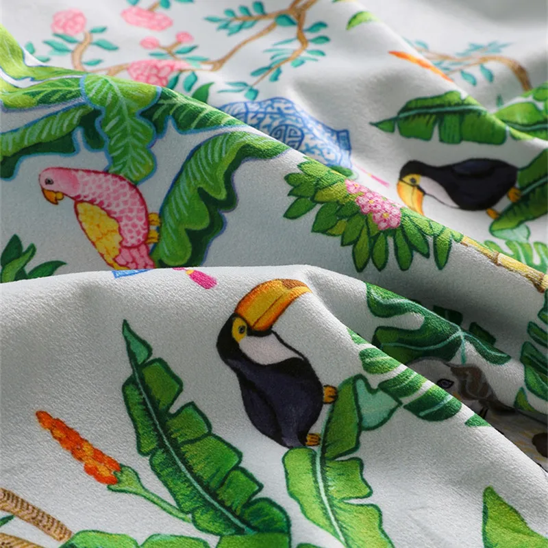 Magnificent Hill Garden Lumbar Pillow Cover Floral Tree Crane Birds Decorative Cushion Case Beautiful Chinoiserie Design 30X55cm