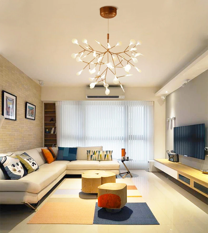 Firefly Branch LED Chandelier Nordic Pandent Light Suspension Hanging Lamp for Kitchen Island Dining Living Room Bedroom
