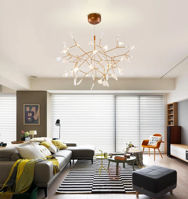 Firefly Branch LED Chandelier Nordic Pandent Light Suspension Hanging Lamp for Kitchen Island Dining Living Room Bedroom