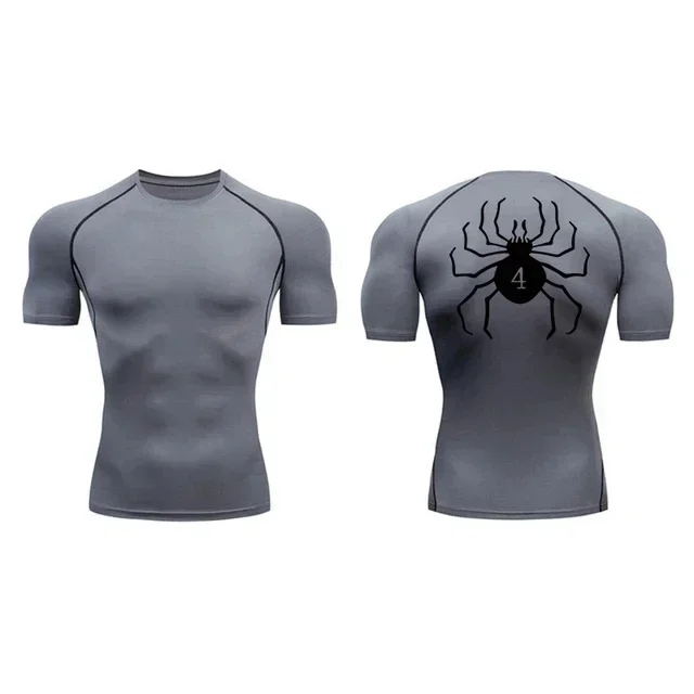 Anime Hunter X Hunter GYM Compression Tshirts Running Fitness Tight Sportswear Short Sleeve Summer Breathable Sport Spider Top