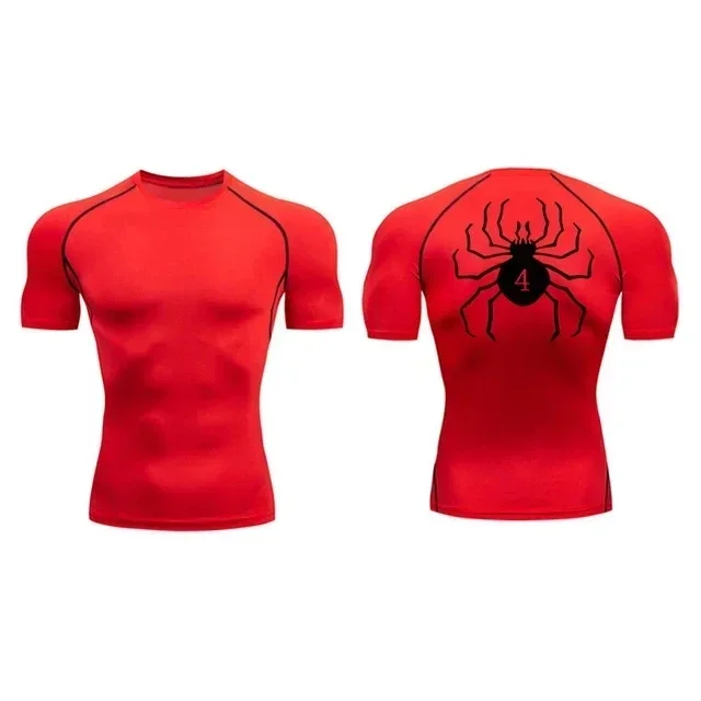 Anime Hunter X Hunter GYM Compression Tshirts Running Fitness Tight Sportswear Short Sleeve Summer Breathable Sport Spider Top