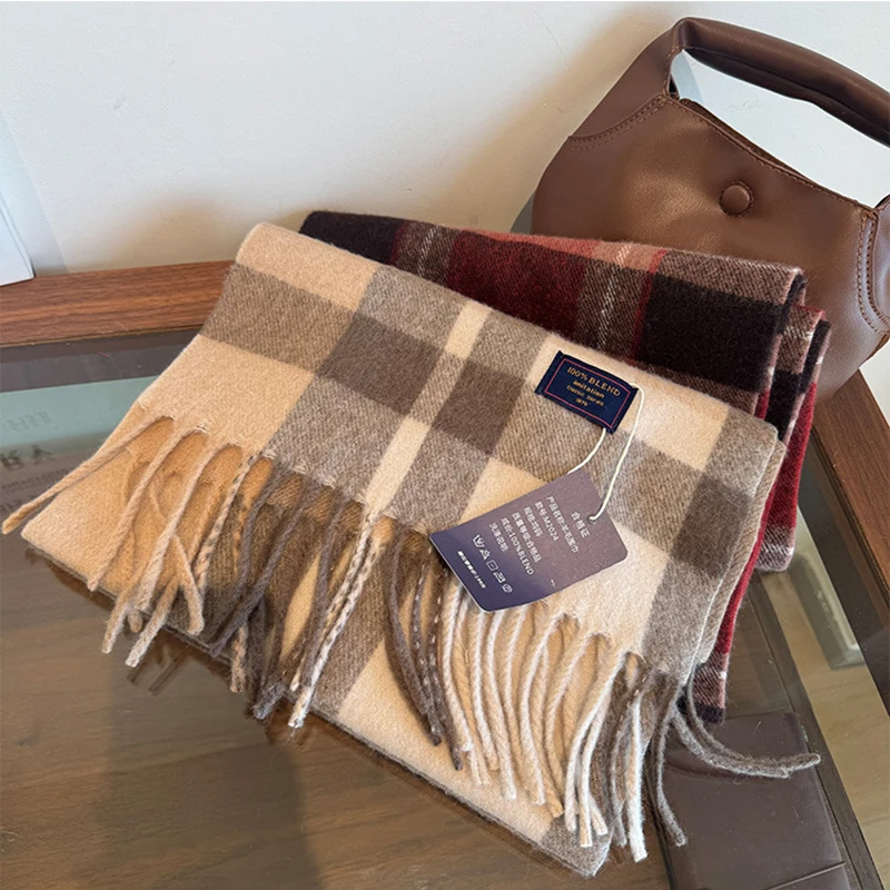 Classic England Style Stripe Plaid Scarves for Women Scarf Fashion Luxury Brand Tassel Shawls Pashmina Lady Wrap Poncho Stoles