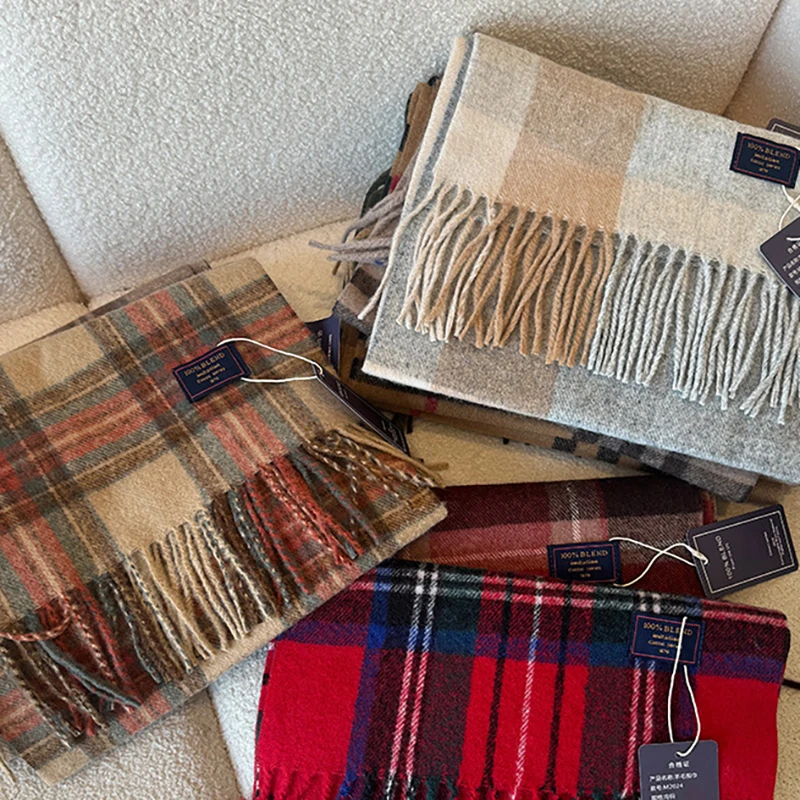 Classic England Style Stripe Plaid Scarves for Women Scarf Fashion Luxury Brand Tassel Shawls Pashmina Lady Wrap Poncho Stoles