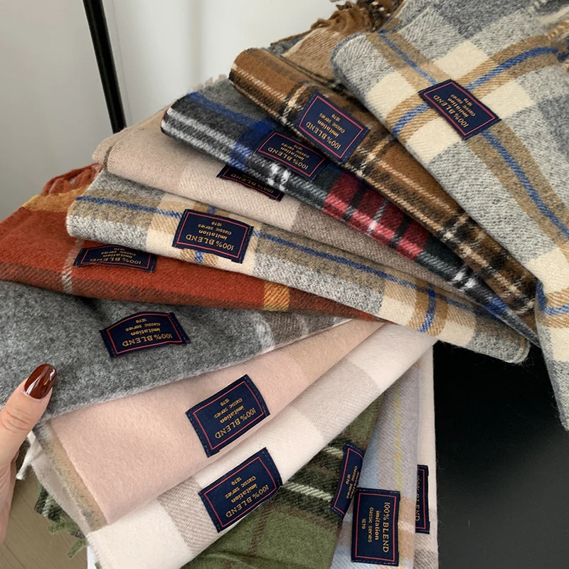 Classic England Style Stripe Plaid Scarves for Women Scarf Fashion Luxury Brand Tassel Shawls Pashmina Lady Wrap Poncho Stoles