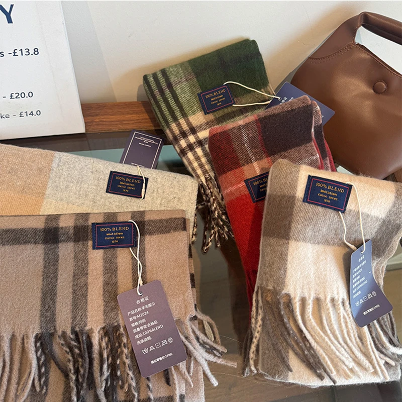 Classic England Style Stripe Plaid Scarves for Women Scarf Fashion Luxury Brand Tassel Shawls Pashmina Lady Wrap Poncho Stoles