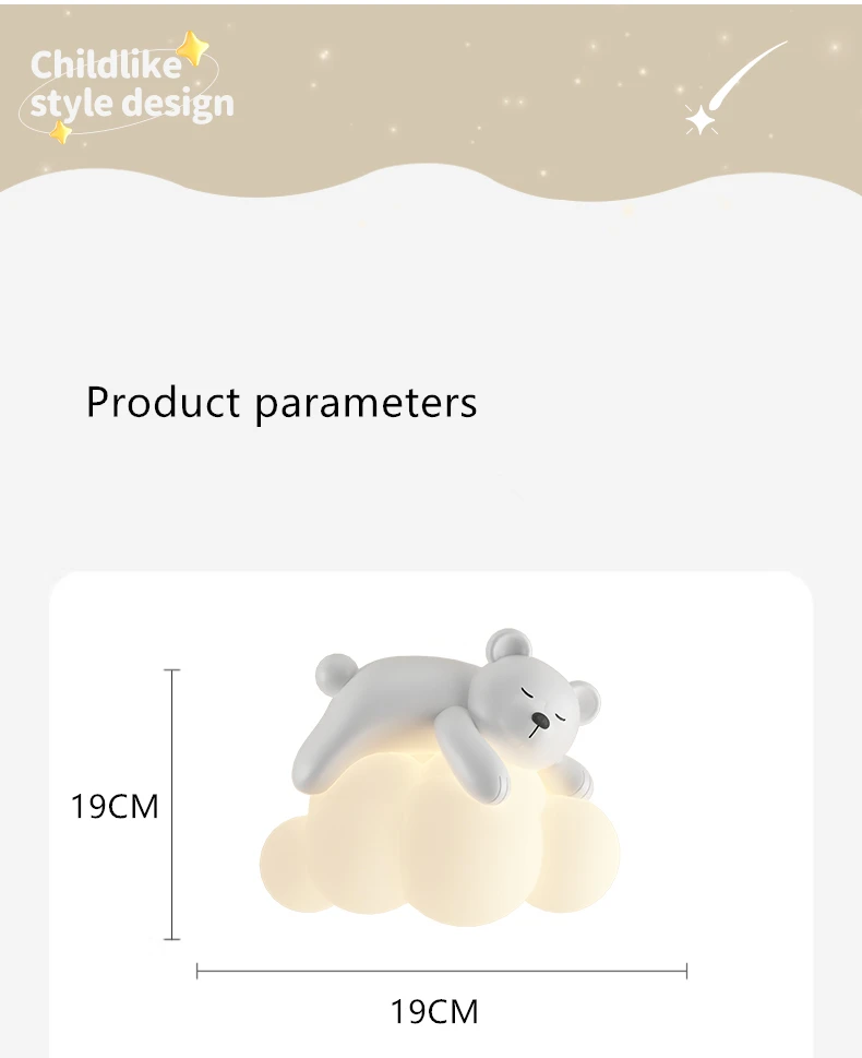 Wall Lamp, Bedside Lamp, Bedroom Staircase Lamp, Background Wall Lamp, Hanging Lamp, Boy Cloud, Little Bear, Children's Room Lam