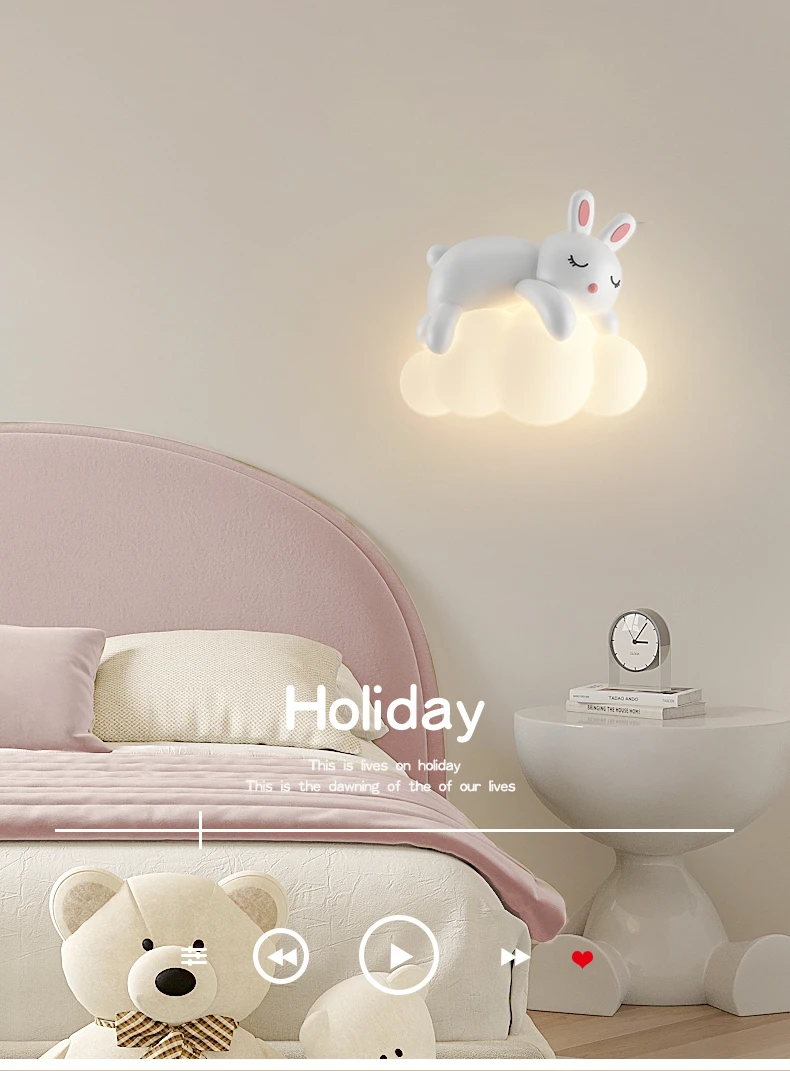 Wall Lamp, Bedside Lamp, Bedroom Staircase Lamp, Background Wall Lamp, Hanging Lamp, Boy Cloud, Little Bear, Children's Room Lam