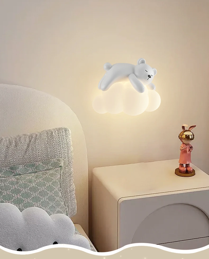Wall Lamp, Bedside Lamp, Bedroom Staircase Lamp, Background Wall Lamp, Hanging Lamp, Boy Cloud, Little Bear, Children's Room Lam