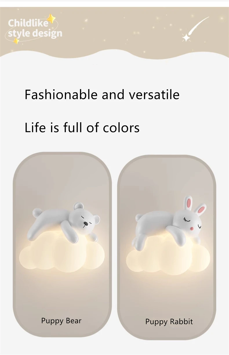 Wall Lamp, Bedside Lamp, Bedroom Staircase Lamp, Background Wall Lamp, Hanging Lamp, Boy Cloud, Little Bear, Children's Room Lam