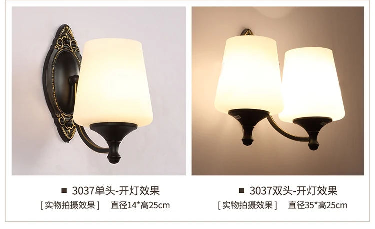 American Style Wall Lamp Retro Garden Wall Sconce Led Lights Bedroom Bedside Lamp Rural Creative Aisle Iron Indoor Lighting