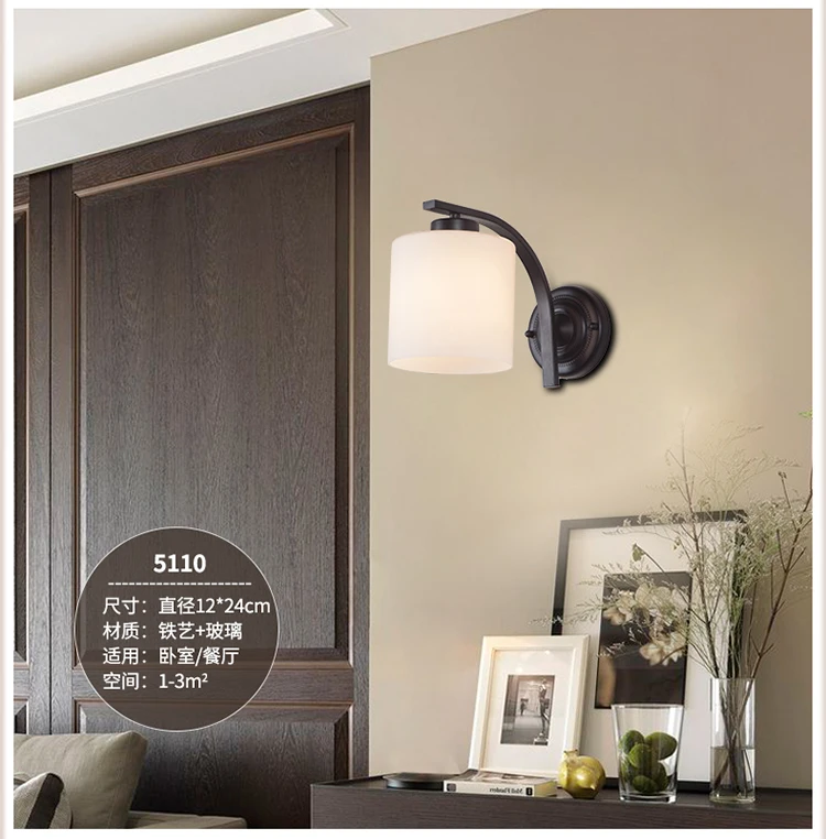 American Style Wall Lamp Retro Garden Wall Sconce Led Lights Bedroom Bedside Lamp Rural Creative Aisle Iron Indoor Lighting