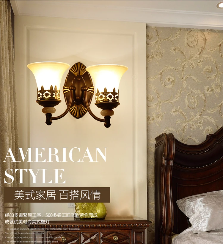 American Style Wall Lamp Retro Garden Wall Sconce Led Lights Bedroom Bedside Lamp Rural Creative Aisle Iron Indoor Lighting