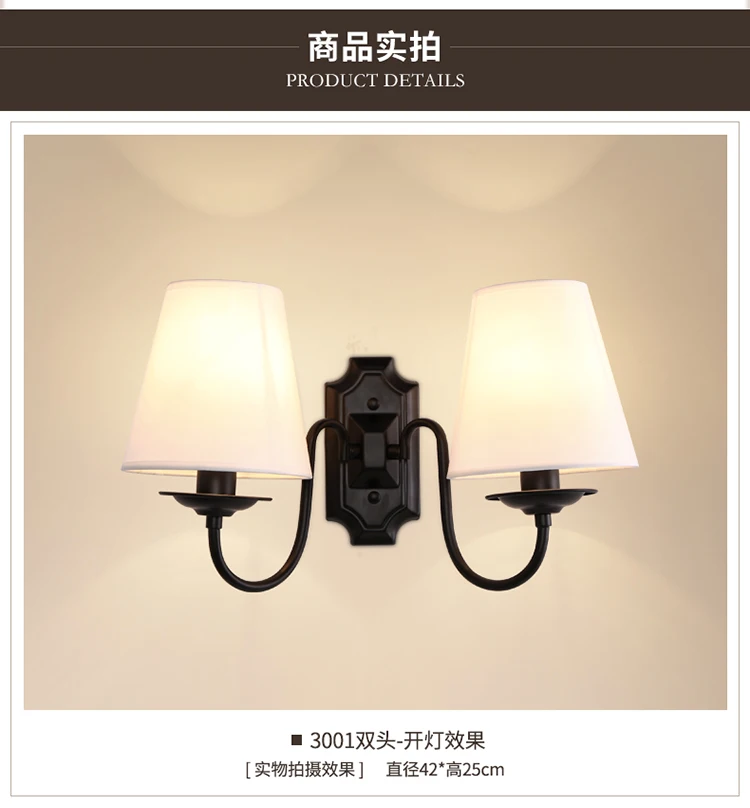 American Style Wall Lamp Retro Garden Wall Sconce Led Lights Bedroom Bedside Lamp Rural Creative Aisle Iron Indoor Lighting