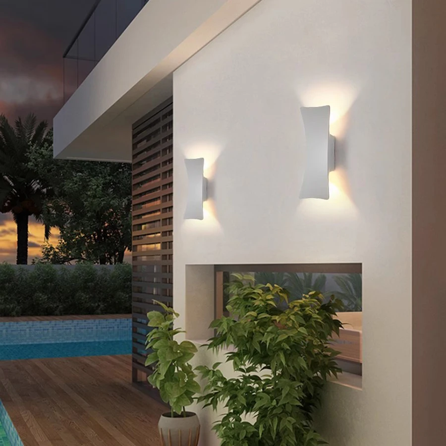 Outdoor Wall Lights Exterior Wall Waterproof Lamp Aluminum Lamp White and Black Body Lamp Courtyard Entrance Wall Lamp Fixture