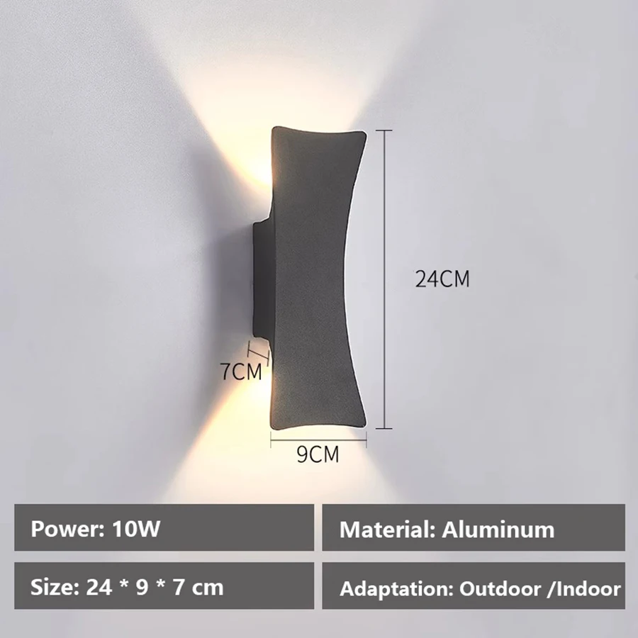 Outdoor Wall Lights Exterior Wall Waterproof Lamp Aluminum Lamp White and Black Body Lamp Courtyard Entrance Wall Lamp Fixture